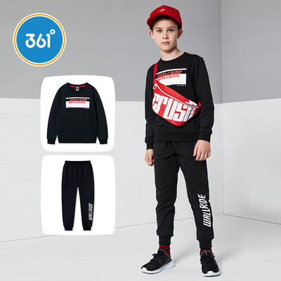 

361° 361 Degree Childrens Wear Boy Long Sleeve Set Childrens Set Knit Casual Set 2019 Spring New Boy Set N51913471 Carbon Black 160