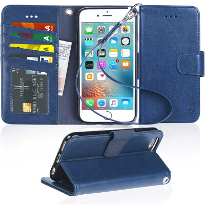 

Arae Case for iPhone 6s iPhone 6 Premium PU Leather Wallet case Wrist Strap Flip Folio with ID&Credit Card Pockets