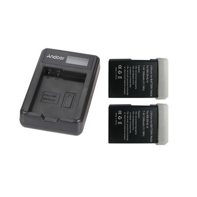 

Andoer Portable LED Power Charger with 2pcs 1200mAh EN-EL14 Rechargeable Li-ion Lithium Batteries for Nikon D3100 D3200 D3300 D510