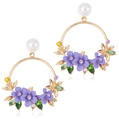 

NeillieN earringsflower ear nailColoured resin with diamond earringsAlloy-inlaid pearl female EarringsFlower Earrings