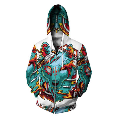 

Aowofs New Mens 3D Printed Zipper Hoodies Womens Hooded Sweater Suede Inside BLL018