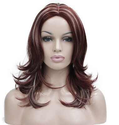 

StrongBeauty Medium Honey Ash Blonde Highlighted No BangsCenter Part Full Synthetic Wig Womens Wigs