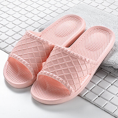 

Le Slippers Bathing Shower Slippers Soft Bottom Slip Couples Home&Men Slippers Grid Piece Meat Pink 38-39 yards