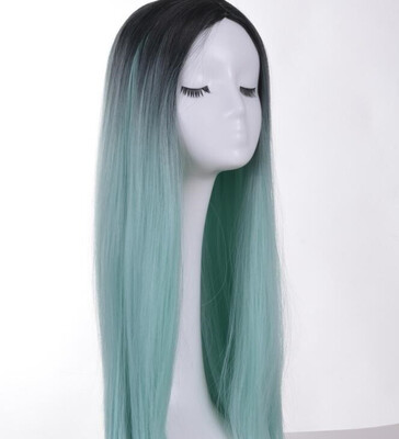 

European&American wig womens style dyeing gradient in the long straight hair rose net chemical fiber matt fake wig