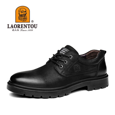 

LAORENTOU leather shoes mens suede leather outdoor leisure versatile comfortable low to help round head strap 87100329 black 41