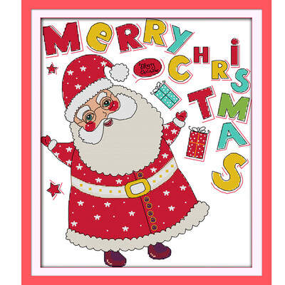 

39 45cm New DIY Hot Sale Counted Cross Stitch Set Embroidery Needlework Kits Merry Christmas Santa Claus Pattern Cross Stitching