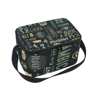 

ALAZA Lunch Box Insulated Lunch Bag Large Cooler Types Of Beer And Hand Drawn Lettering Tote Bag