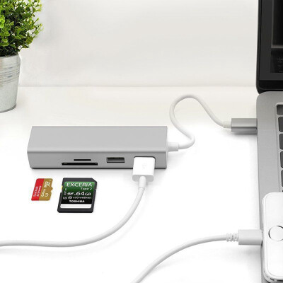 

5 in 1 USB C Hub 30 Type-C Adapter Data Sync Card Reader RJ45 Ethernet LAN