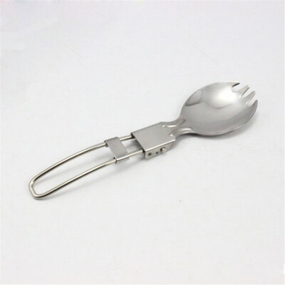 

1PCS Folding Spork Stainless Steel Outdoor Camping Hiking Picnic Cookout Foldable 2 In 1 Tableware Metal Fork Spoon