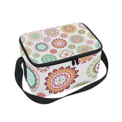 

ALAZA Insulated Lunch Box Bright Colorful Geometric Round Lunch Bag for Men Women Portable Tote Bag Cooler Bag