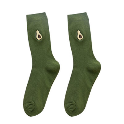 

Cotton Cute Fruit Print Womens Socks Retro Embroidery Long Colorful Funny Socks Women Hose
