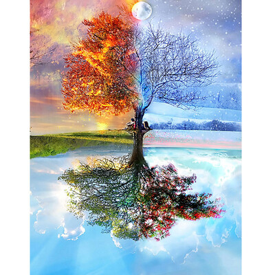

100 Full DIY 5D Diamond Painting Seasons Tree Cross Stitch Diamond Embroidery Patterns rhinestones Diamond Mosaic