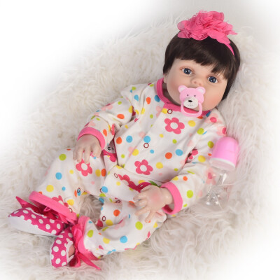 

23 Inch White Skin Baby Doll Realistic Full Silicone Vinyl Alive Girl Doll Reborn Baby Doll For Children Gifts Kid Best Playmate