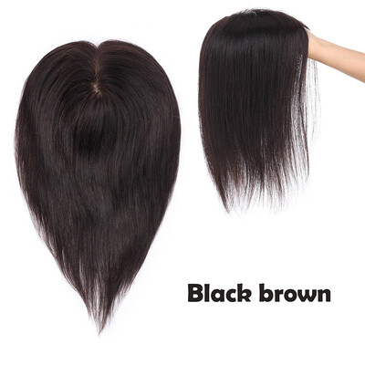 

Clips in Human Hair Topper Top Crown Closure for Thinning Hair Straight Toupee Womens Topper Wiglet Hairpieces for women