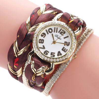 

DUOYA D191 Women\s Braided Twist Bracelet Watch Big Dial Gold Ladies Dress Watch