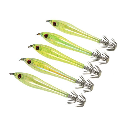 

5pcs 105cm55g Noctilucent Fishing Lures Catch Sea Fishing Squid Lures Hard Bait Shrimp Prawn Fishing Tackle with Squid Hook Jig