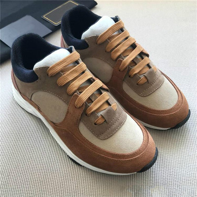 

NEW Luxury brand leather casual shoes Women Designer sneakers men shoes genuine leather fashion Mixed color original box