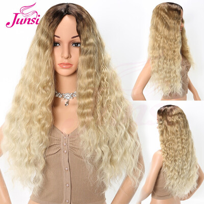 

Fashion Blonde Long Wavy Curly Hair Wig for Soft Cute Womens Synthetic Full Wig