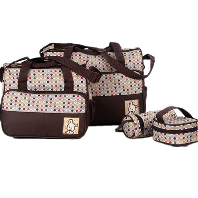 

Diaper Bag 5 pcs Nappy Tote Bag Set Water-proof Large Capacity Travel Handbag Shoulder Bag Include Changing pad Stylish Dotted Uni