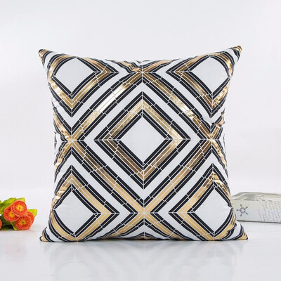 

Jacquard Nonwoven Geometric print Gold Foil Printing Pillow Sofa Waist Throw Cushion Home Decor decorative pillows
