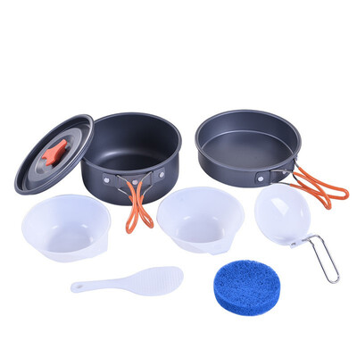 

7PcsSet 1-2 persons Outdoor Pot Sets Camping Cookware Picnic Pots&Pans high quality durable aluminum alloy practical