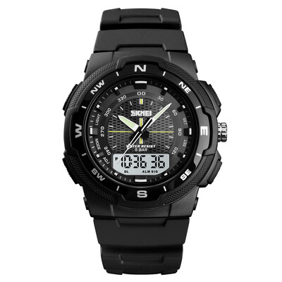 

SKMEI 1454 Men Analog Digital Electronic Watch Fashion Casual Outdoor Sports Male Wristwatch 3 Time Display Alarm Stopwatch 5ATM