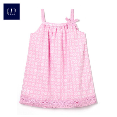 

GAP flagship store female young print embroidered suspender dress 307325 pink print 4YRS