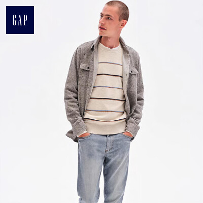 

GAP flagship store mens comfortable texture long sleeve tooling shirt 401358 heat ash