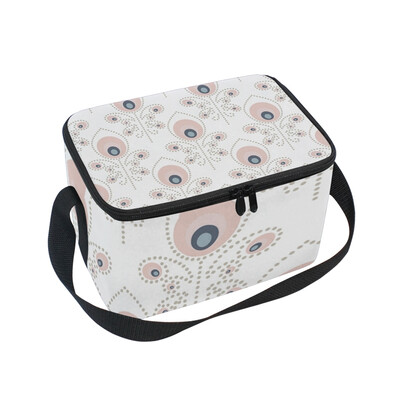 

ALAZA Insulated Lunch Box Peacock Pale Pink Lunch Bag for Men Women Portable Tote Bag Cooler Bag