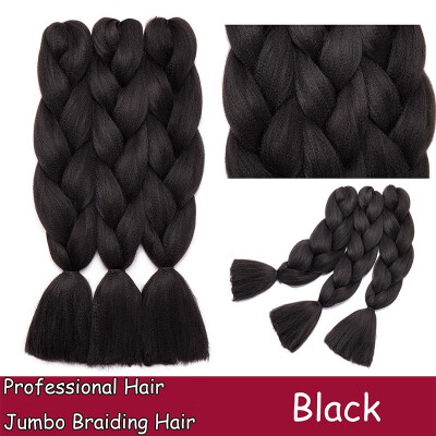 

24 Inches Braiding Hair Ombre for crochet Hair Weave with Synthetic&Twist Braiding Hair Extensions Dark black 100gpc