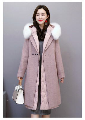 

Winter 2018 new womens dress Korean version of the long hooded true fox fur collar down jacket with fur coat