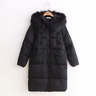 

ParkasLoose mid-length long fur collar padded cotton suitCoat