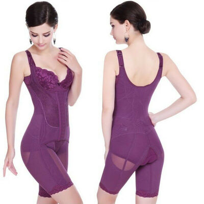 

SLIMBELLE Womens Seamless Firm Control Shapewear Fajas Open Bust Bodysuit Body Shaper Purple