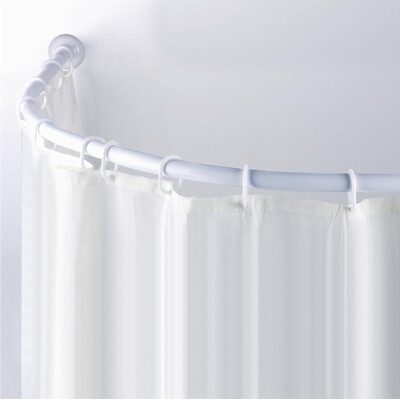 

Bingyou shower curtain rod telescopic rod clothes rod curtain free installation punching doll machine curtain half curtain support rod high carbon steel small white rod 55-90cm