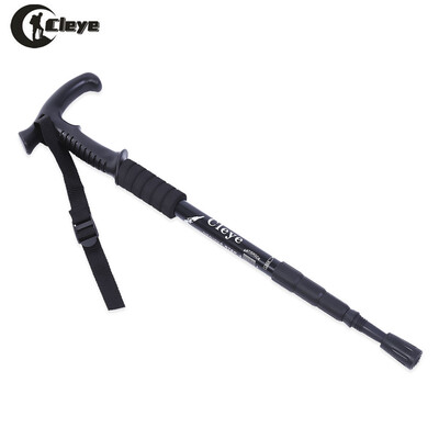 

CLEYE 4 Joint Anti-shock Folding Trekking Climbing T-handle Alpenstock Pole Crutch