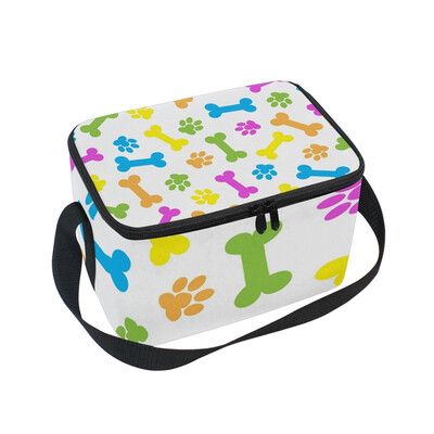 

ALAZA Lunch Box Colorful Paw And Bone Insulated Lunch Bag Large Cooler Tote Bagfor Men Women