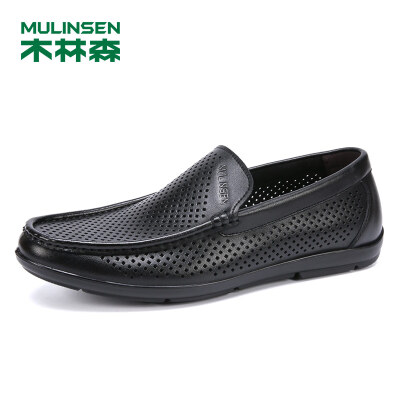 

Mulinsen mens shoes simple fashion lightweight sets of feet hollow shoes leather sandals business casual punching breathable shoes men black 42 code SM97910