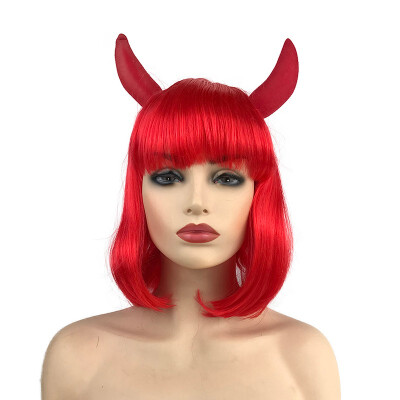 

StrongBeauty Women Ox Horn Shape Wig Cap Resuable Head Accessories Straight Wig for Festival