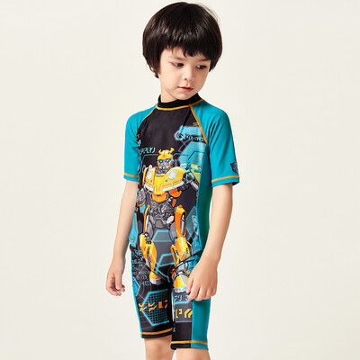 

Yizi Childrens Swimsuit Boy Baby Baby Siamese Swimsuit Spa Surfing Suit Transformers Swimwear EZI18B016 Blue Print 120cm