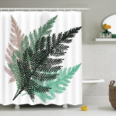 

Simulation 3D Ethnic Style Character Leaves Waterproof Shower Curtain Drapes of Bathroom Toilet with Hooks