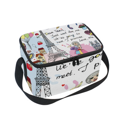 

ALAZA Insulated Lunch Box Paris Element Lunch Bag for Men Women Portable Tote Bag Cooler Bag