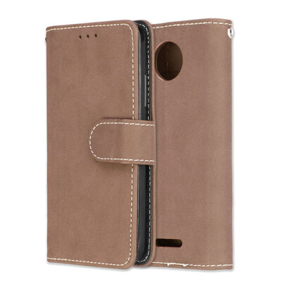 

MOONCASE Motorola Moto C Plus Vintage Scrub 3 Card Case - Yellow