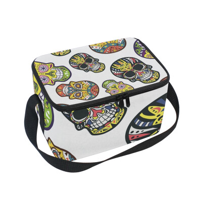 

ALAZA Lunch Box Decoractive Pattern Skull Insulated Lunch Bag Large Cooler Tote Bagfor Men Women