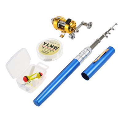

Fishing Rod Reel Combo Set Mini Telescopic Portable Pocket Pen Fishing Rod Pole Reel Aluminum Alloy Fishing Line Soft Lures Bait