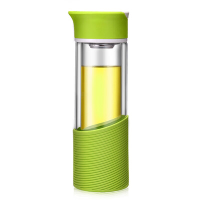 

Jiayi double-layer glass creative portable cute male&female students tea separation filter office tea cup fruit green 330ml