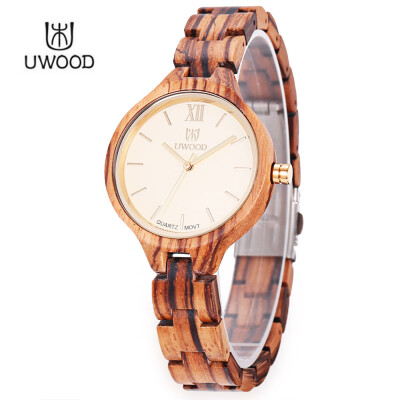 

UWOOD UW - 1003 Women Quartz Watch Wooden Case Nail Shape Scale Water Resistance Wristwatch