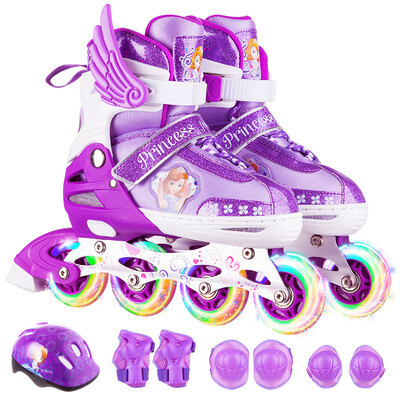

Disney skates children adjustable code flash full set roller skates men&women roller skates skates to send protective gear helmet Sophia M code