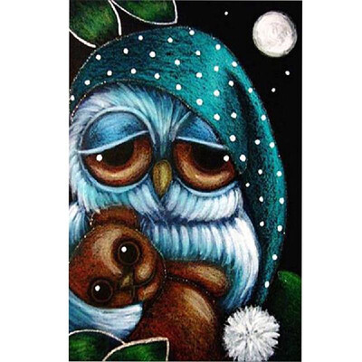 

DIY Diamond Painting Cross Stitch Cute Owl Full Round Diamond Embroidery Rhinestone Home Decor Handwork Gift Canvas Size 25x30cm