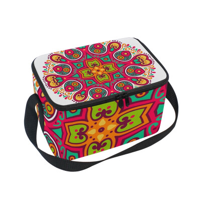 

Lunch Box Insulated Lunch Bag Large Cooler Floral Ethnic Tote Bagfor Kids Men Women