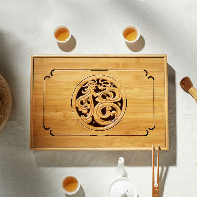 

Blessing Dragon & Phoenix Bamboo Kungfu Tea Ceremony Table Tabletop Serving Tray Large 40 x 28 x 6 cm